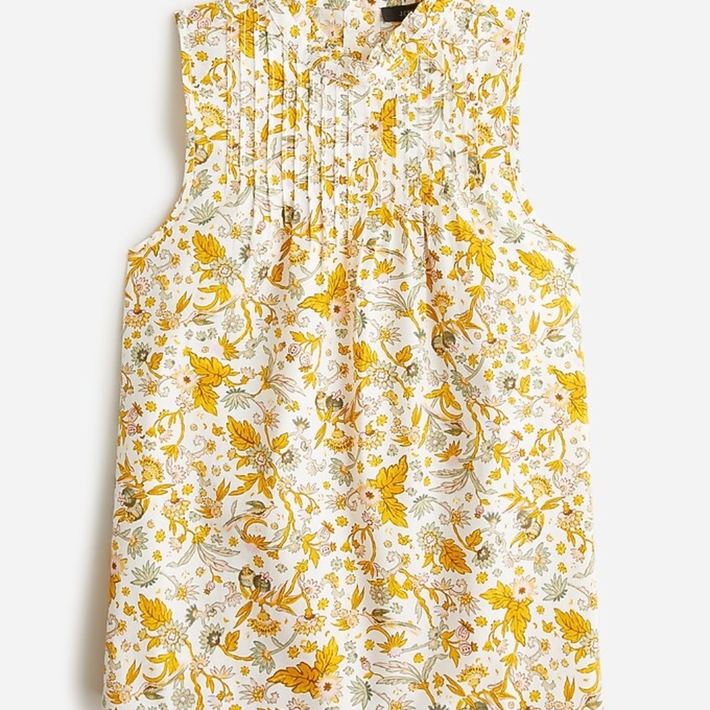 Pintuck cotton poplin top in sunny blooms